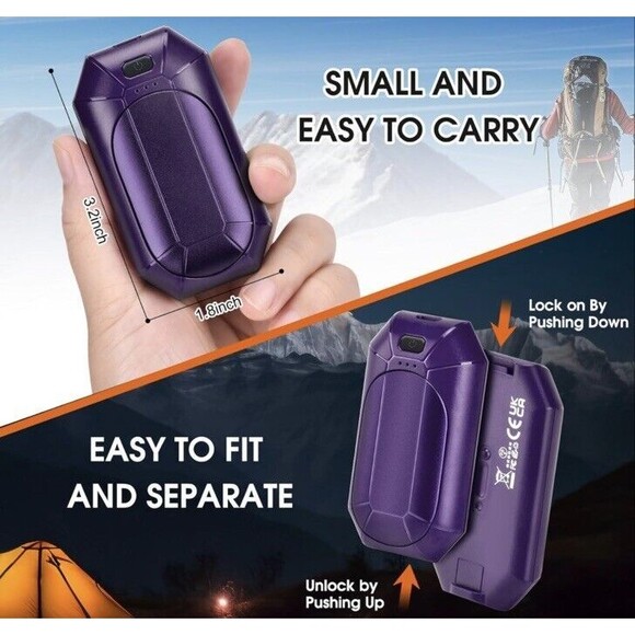 Electric Hand Warmers Rechargeable 2 Pack Color: Midnight Purple:Easy To Use - Picture 6 of 7